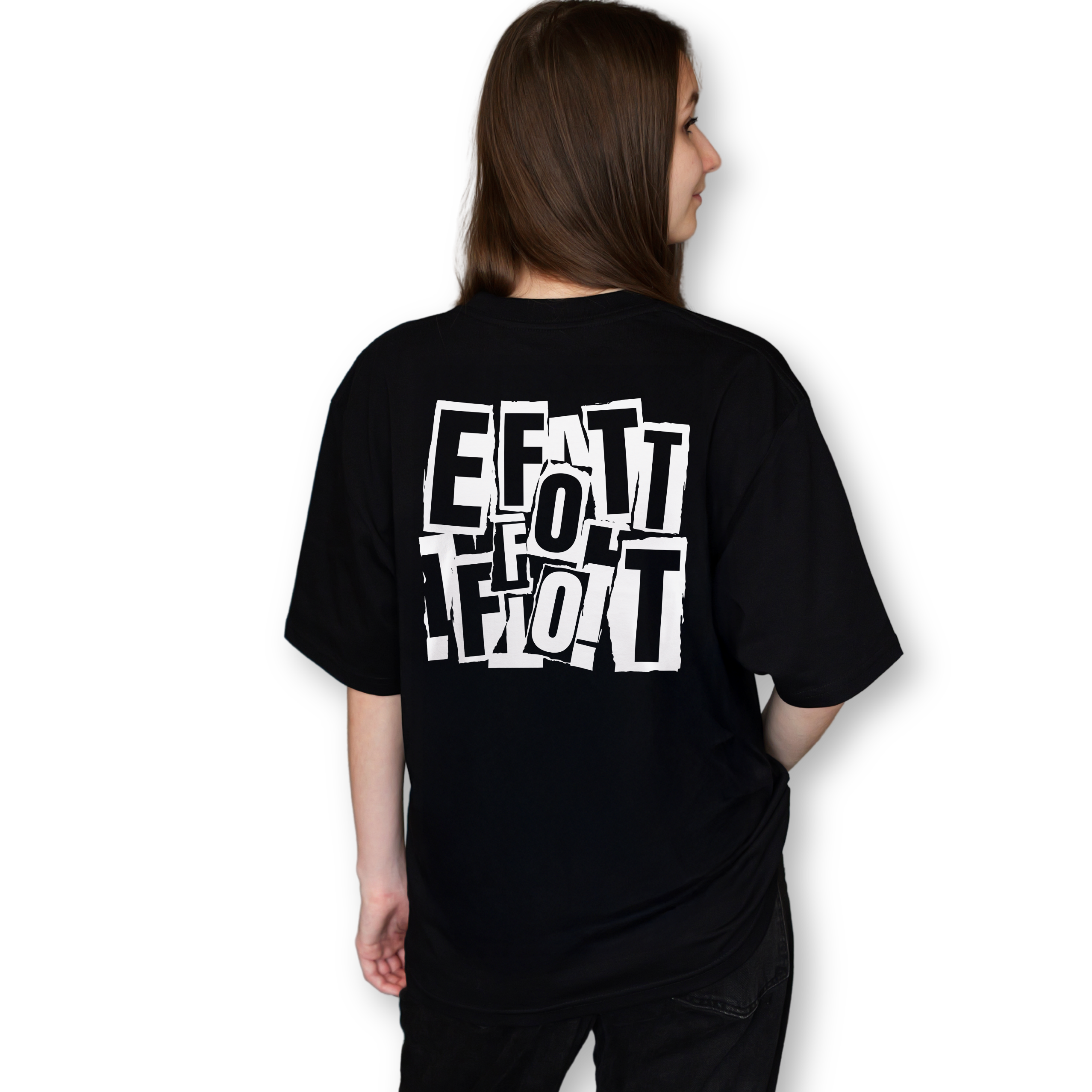EFOTT újság pufi felirat oversized póló fekete - Image 3