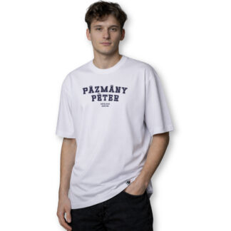 Pázmány Péter Katolikus Egyetem fehér oversized póló