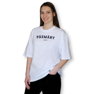 Pázmány University fehér oversized póló