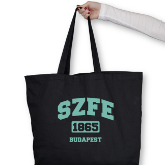 SZFE 1865 fekete totebag mentazöld felirattal
