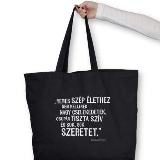 Pázmány Péter idézet fekete totebag fehér felirattal