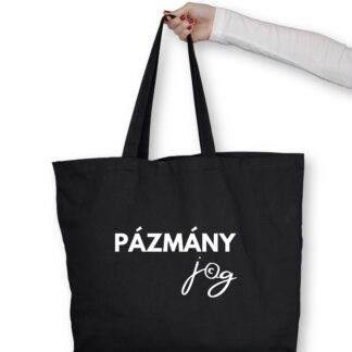 Pázmány Jog fekete totebag fehér felirattal