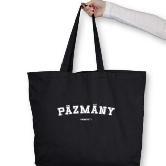 Pázmány University fekete totebag fehér felirattal