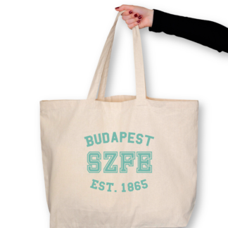 SZFE EST 1865 natúr totebag mentazöld felirattal