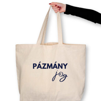 Pázmány Jog natúr totebag kék felirattal